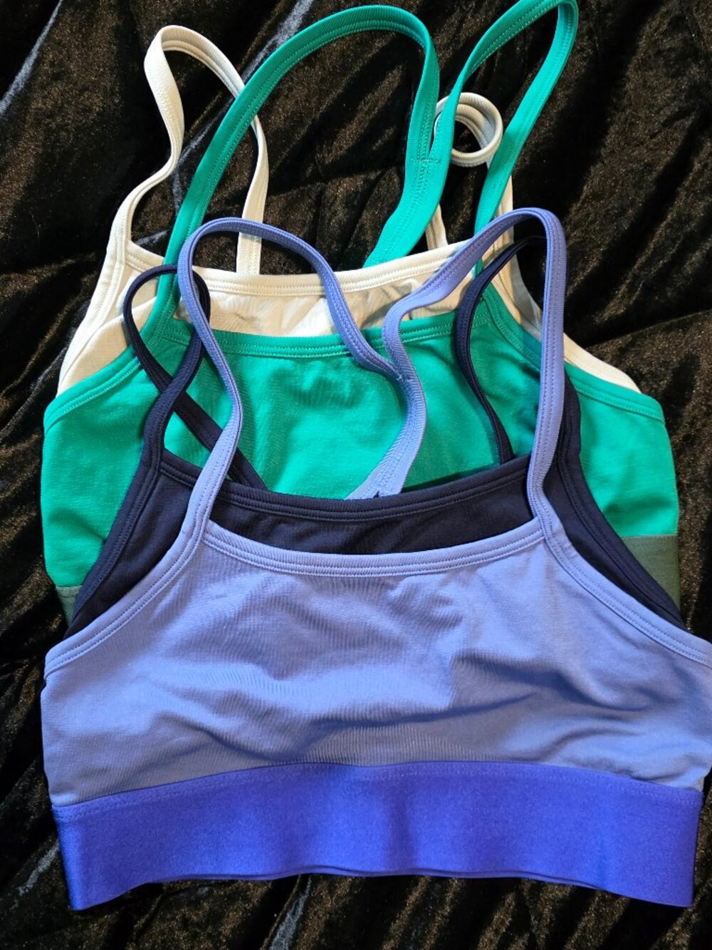Set of 2 Double-Layer Sports Bras, XS, Blue and Green